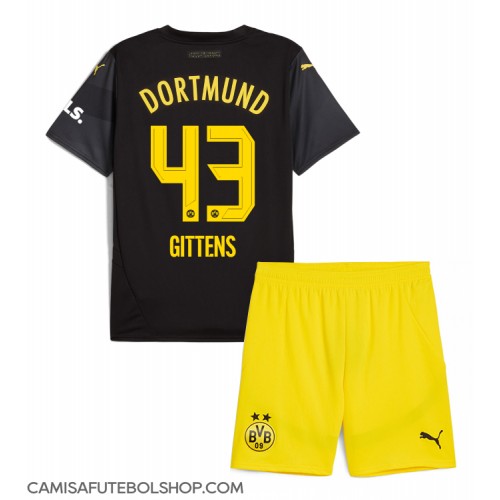 Camisa de time de futebol Borussia Dortmund Jamie Bynoe-Gittens #43 Replicas 2º Equipamento Infantil 2024-25 Manga Curta (+ Calças curtas)